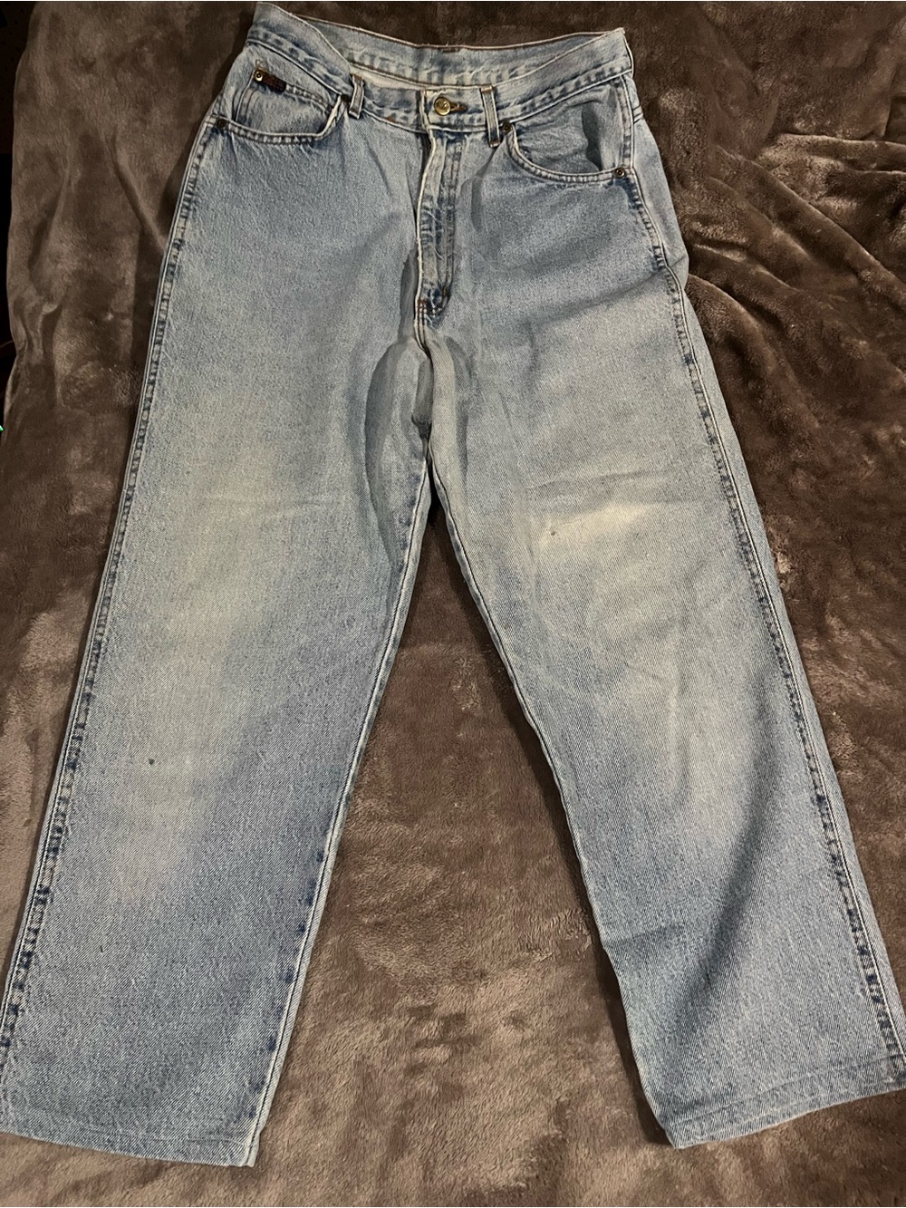 VTG High Waisted Loose Straight Leg Jeans Light Wash Denim Size 30